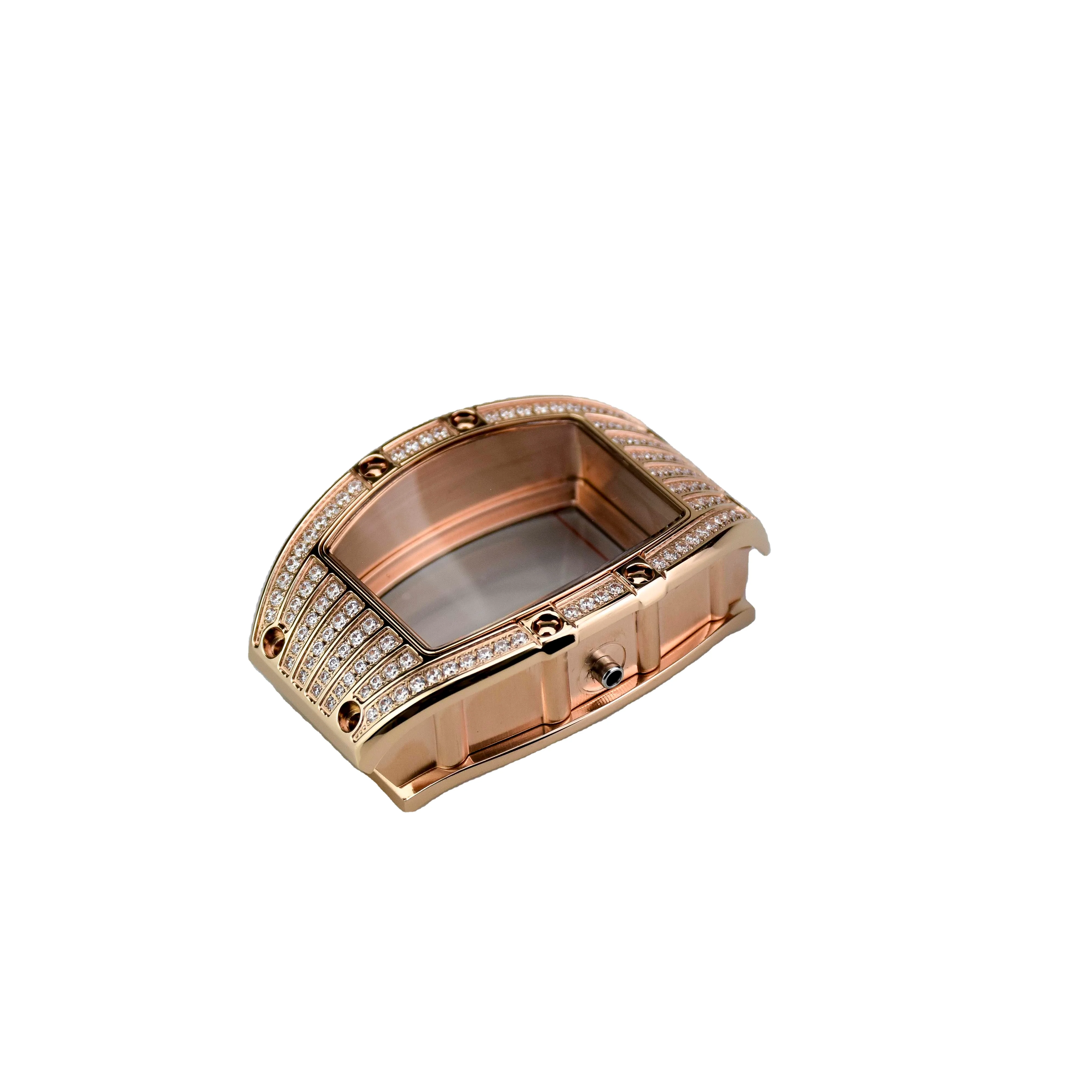 MIYOTA-6T15 Diamond Domed Case Glass 5atm Waterproof Metal 316L Stainless Steel  Luxury Watch Case