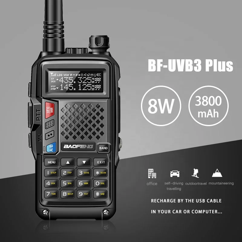 BaoFeng BF-UVB3 Plus 8W High Power  Ham Amateur Radio  128CH 136-174Mhz & 400-520Mhz 10KM Long Range Upgrade UV 5R