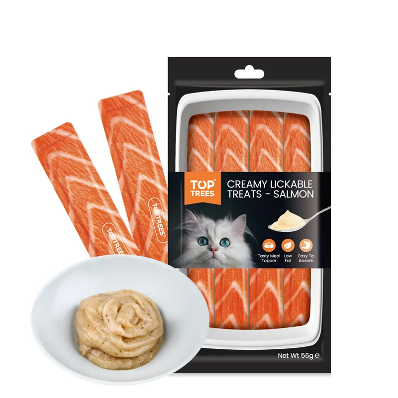Natural Toptrees pet food pet snack creamy lickable  treats salmon flavor  tasty meal topper