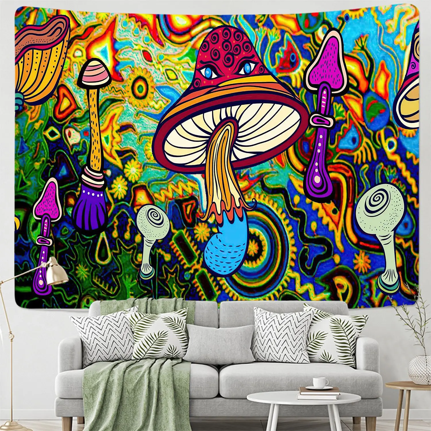 Room Home Psychedelic Bedroom Mushroom Tapestry Boho Abstract Plant Starry Tapestry Wall Mounted Witchcraft Poster For Wal