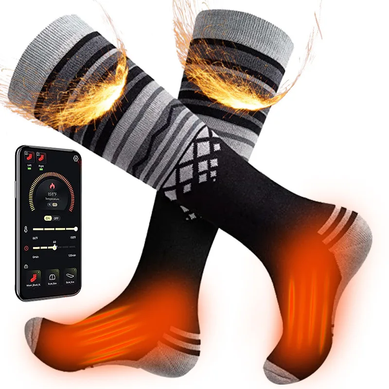 Wholesale heated socks winter outdoor ski thermal 7.4V electric rechargeable battery heated ski socks