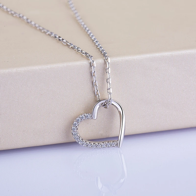 Hot sale 18k gold plated heart pendant necklace heart zircon necklace