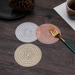 OEM Factory Custom Design Logo Snowflake Hollow PVC Bronzing Coaster Table Mat PVC Coaster