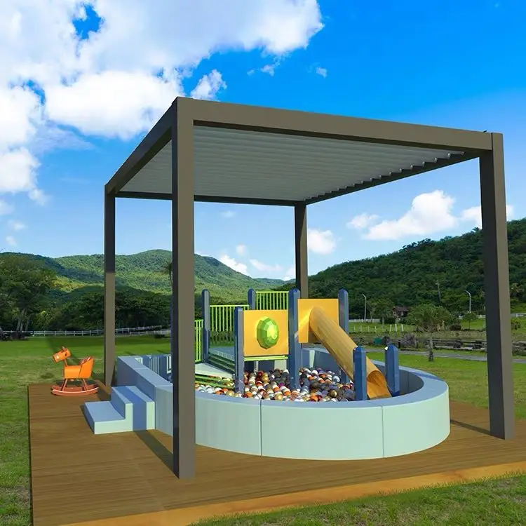 CLEARVIEW Electric Opening Louver Roof Pergolas Garden Aluminum Pergola Kits With Led Pergola Waterproof