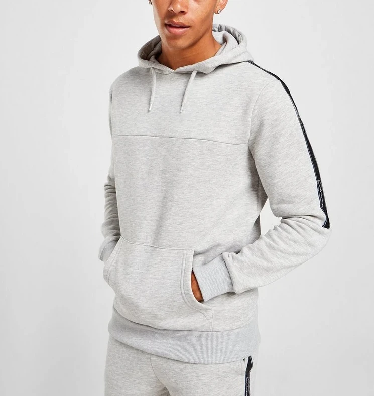 OEM high quality organic cotton tracksuits training wear set custom stripe tech fleece tracksuit for man