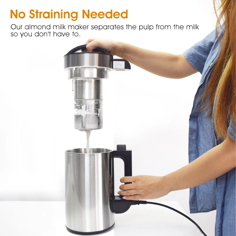 All-in-1 Almond Nut Milk Maker With Stainless Steel Inbuilt Filter 1.5L Soybean Oat Milk Machine Home Use Plant-based Milk Maker