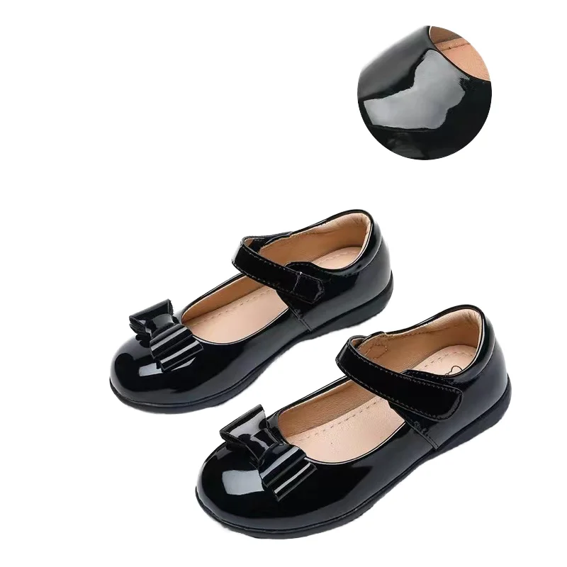Factory Price Wholesale Black Dress Shoes for Kids Teenagers Students Formal Leather Uniform School Shoe