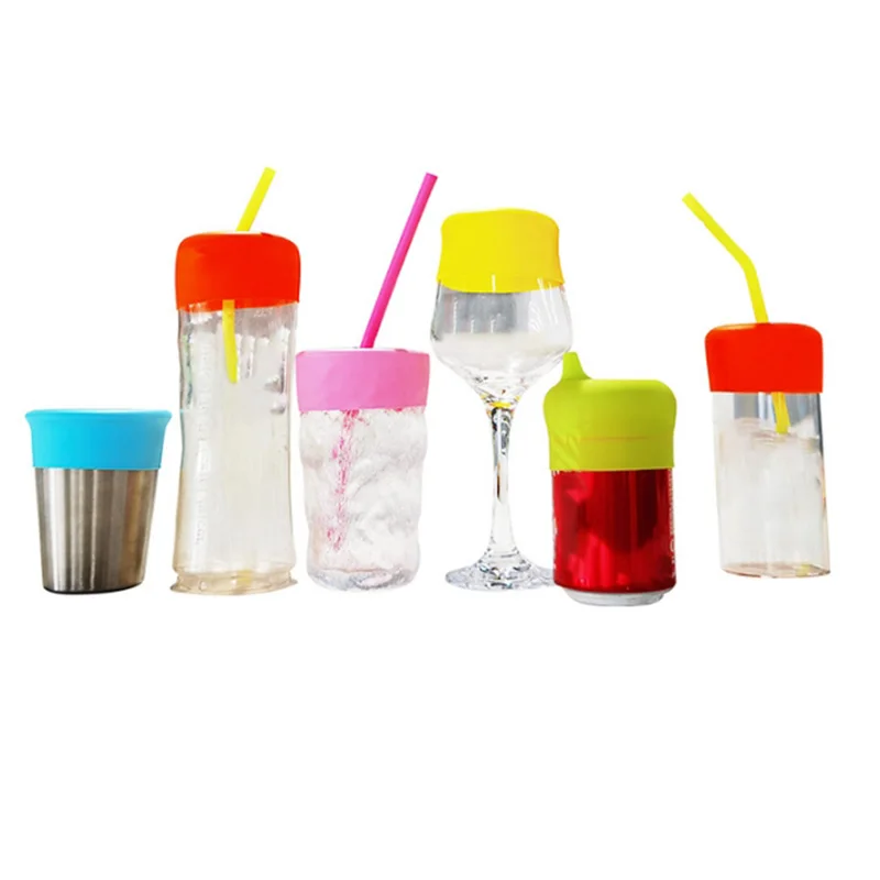 Custom Logo Drink Cup Condom For Drinks Silicone cocktail cup cover stretchable wine cup cover for bars silicone lid