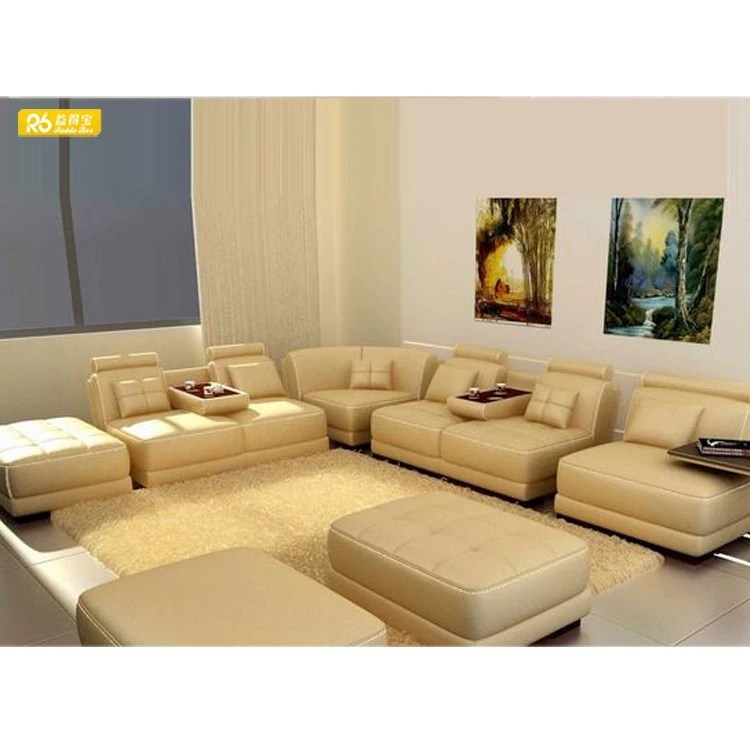 Modern Cheap Sofas L Shape White Luxury Leather Corner Sectional Sofa Set Furniture Living Room