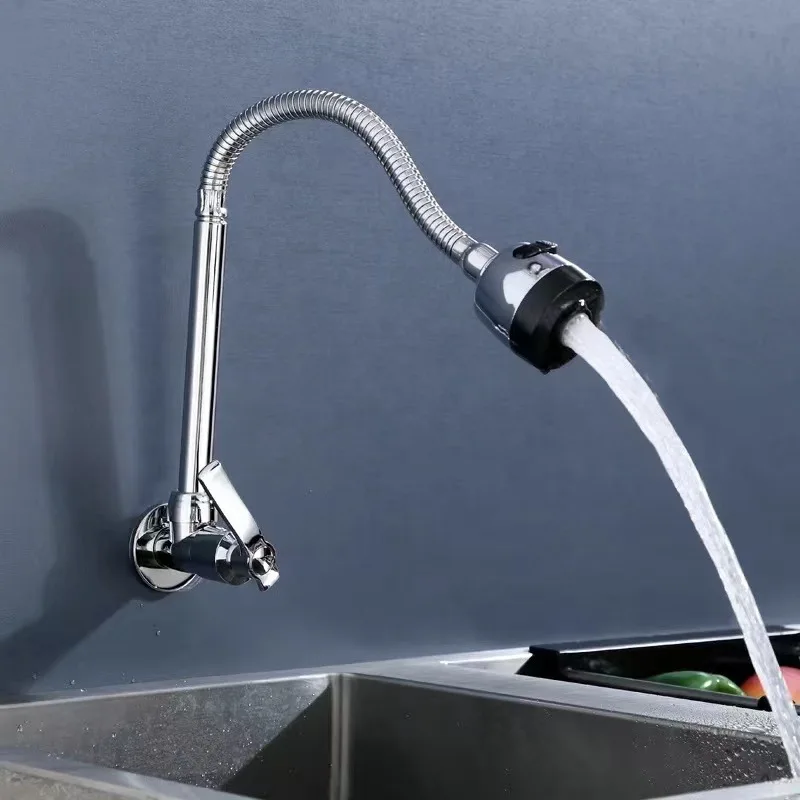 Wholesale Wall Flex Kitchen Faucet Single Handle Sink Cold Water Hose Zinc Tap