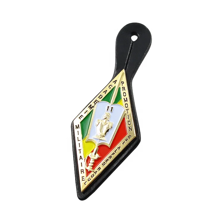 Blank Leather Key Fob Chain Car Keychain with Metal Badge