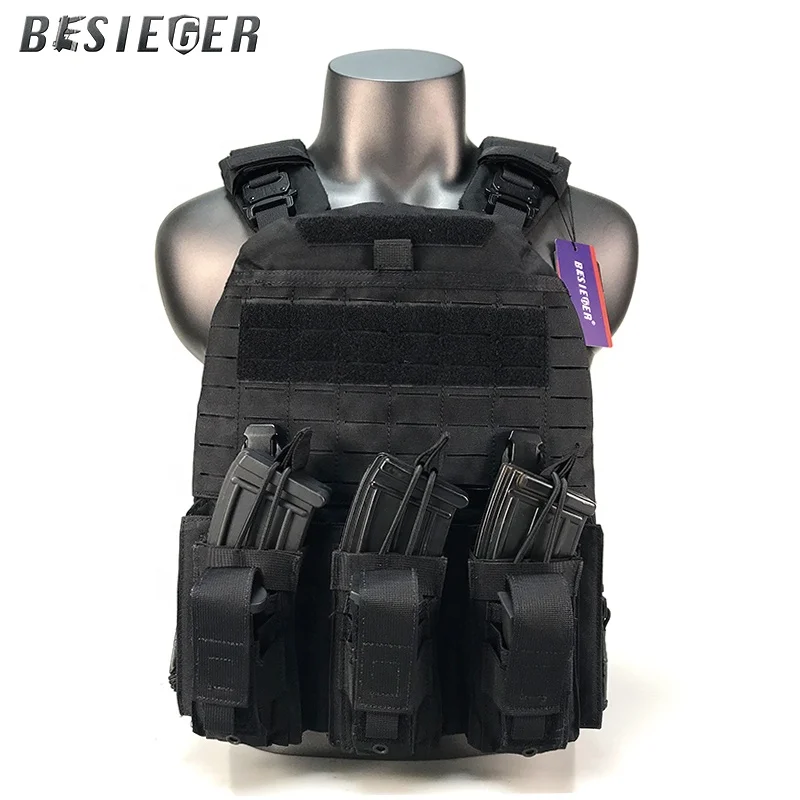 Быстросъемный военный жилет BESIEGER с лазерной резкой, Тактический Жилет MOLLE
