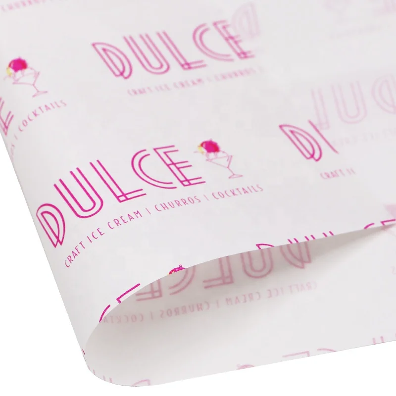 Food grade waxed paper oil proof, custom logo printed oil proof paper for food packaging