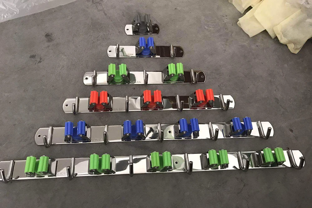 Wall Mounted Washroom Wall Mop Holder Clamp Broom Brush Hanger