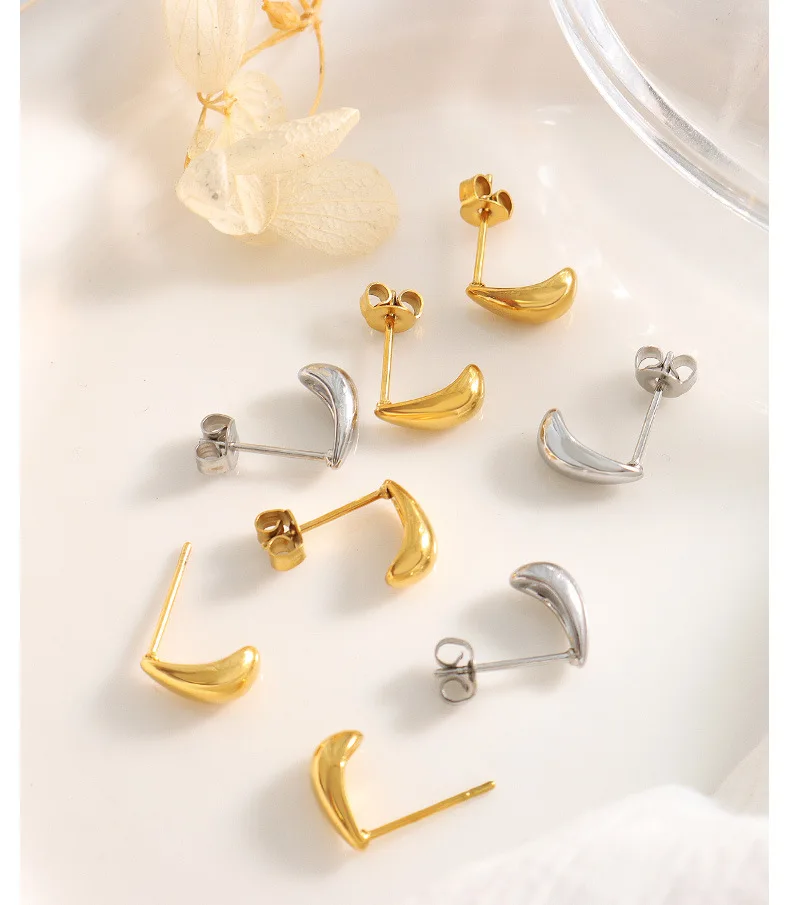 Personalized Jewelry High Quality Fashion Ins Style Simple 18K Gold Plated Wholesale Gold Small Waterdrop Stud Earrings Jewelry