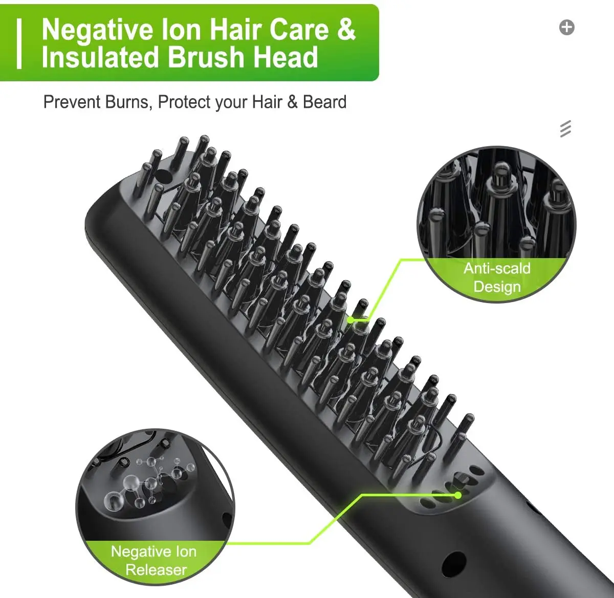 Cordless Electric Men Quick Beard Straightening Brush Ionic Heated Styling Detangle Hair Comb USB rechargeable for travel