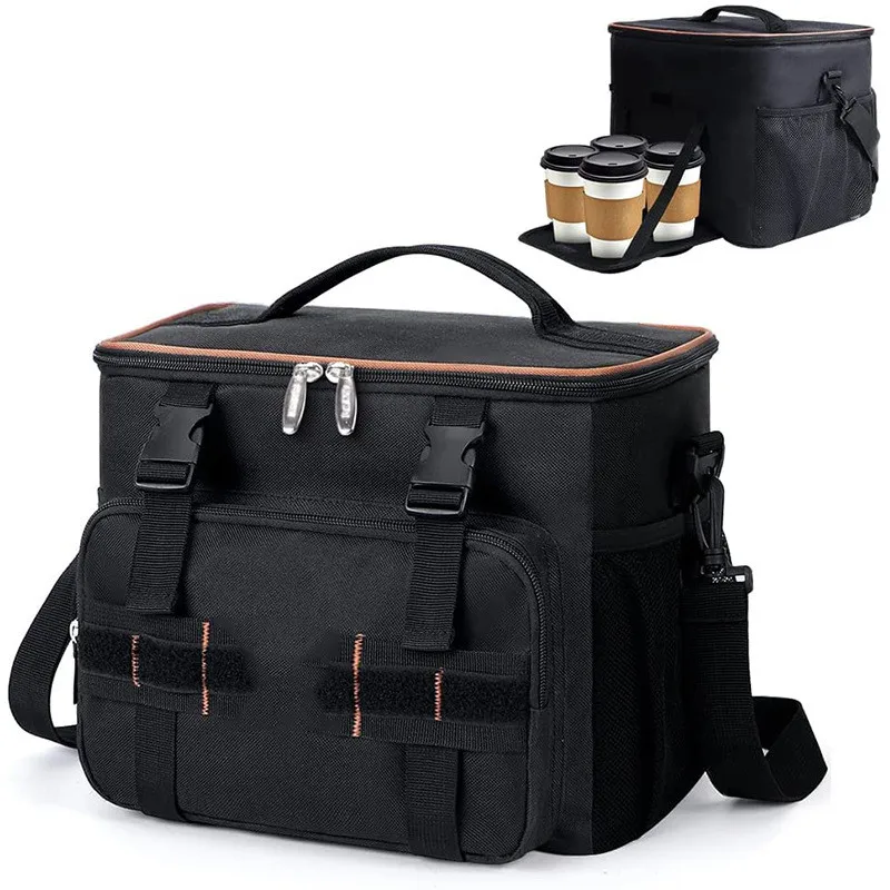 Double Compartment Cooler Bag Soft Insulated Thermal Cooling Picnic Box Thermal Insulation Fabric For Cooler Bags