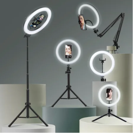 Selfie Ring Light Photography Led Rim Of Lamp With Mobile Holder Support Tripod Stand Ringlight For Live Video Streaming