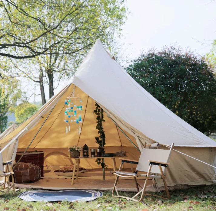 Hot Sales Customized Luxury White Cotton Bell Tent Outdoor Vintage Mongolian Yurt Waterproof Canvas Wholesale Canvas Tent