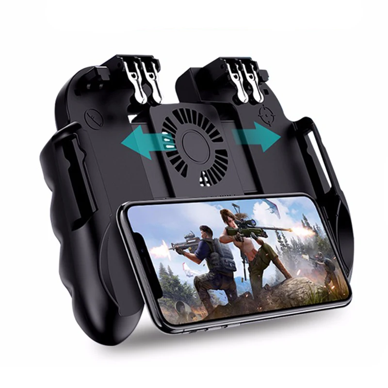 FreeShip Six Finger Game Controller Gamepad Trigger Shooting Free Fire Cooling Fan Gamepad Joystick For Ios Android Pubg Mobile