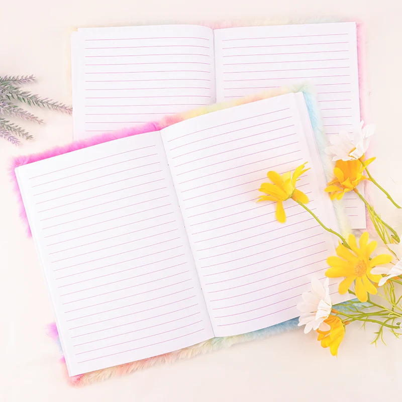 Soft Touch Diary Fur Manufacturer Plush Diary ,Plush Animal Type Girl Dream Sweet Journal/ Student Notebook