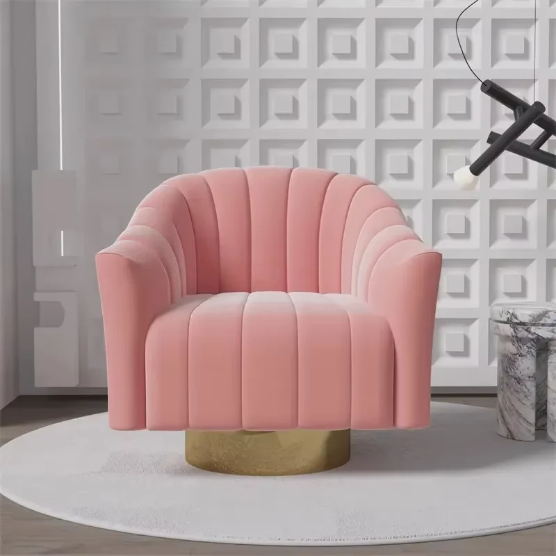 In Stock America Modern Armchairs Tufted Seater Velvet Pink Accent Sofa Living Room Chairs Swivel chair