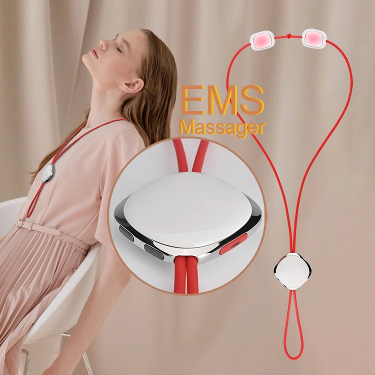 KIKI MASSAGE Light Weight Smart Mini Portable Electric Hot-Compress Pendant Necklace  EMS Pulse Neck Massager