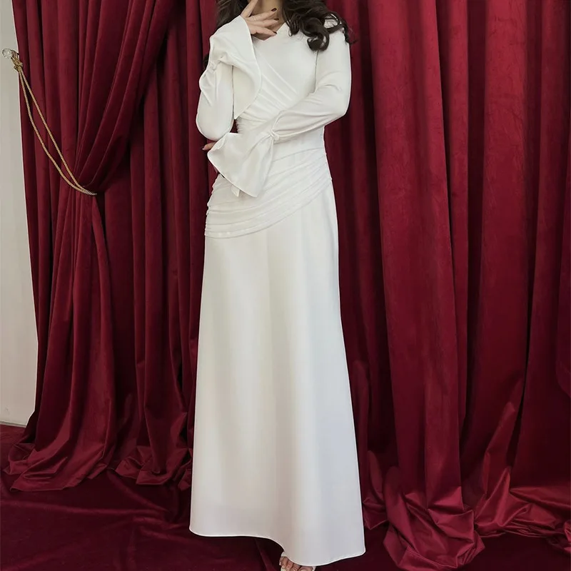 European and American temperament slightly flared pleated cross-layered strappy corseted slim panel high-waisted dress