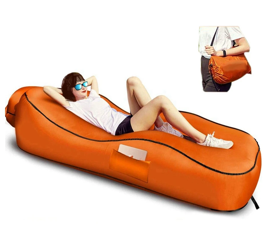 Camping Outdoor Leisure Couch Air Sofa Quickly Inflatable Lounger Polyester Air Bed Sofa Cum Chair