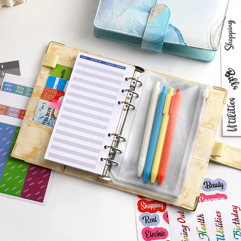 Loose Leaf Planner Accessories PVC Agenda Money Card Cash Page Planner Envelope Budget Book Cash Pocket