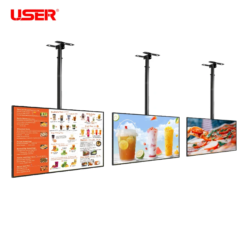 Hanging Wall mounted HD screen lcd advertising display Electronic signage digital menu board for restaurant/fast food shop