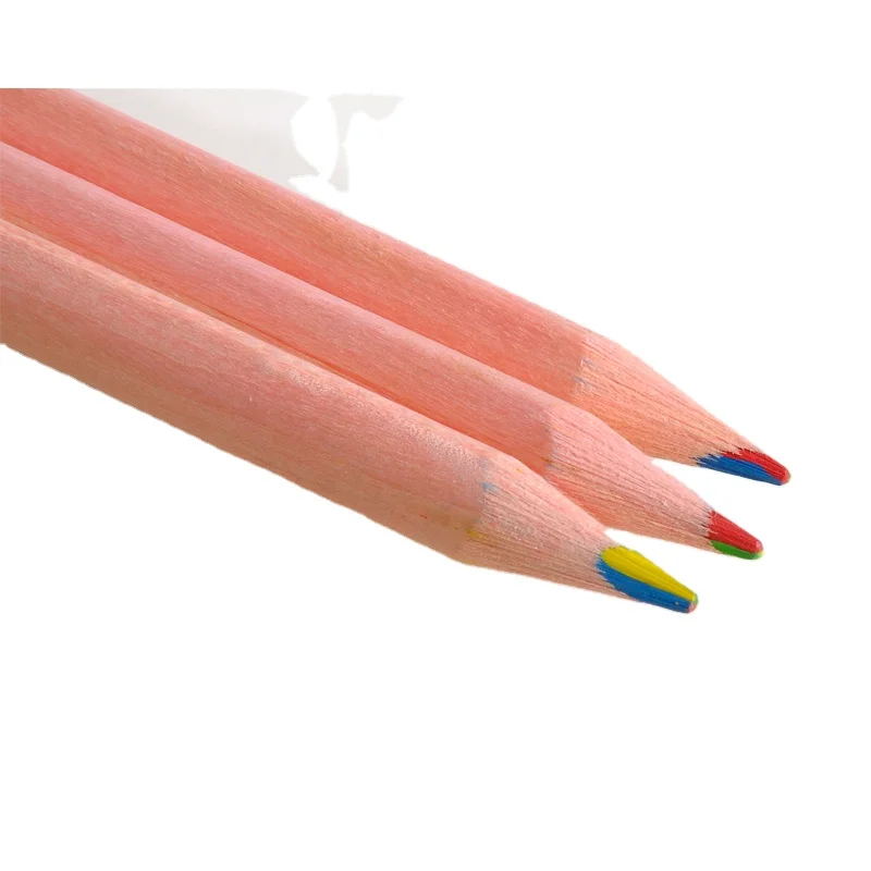 Wholesale customized logo jumbo triangle basswood color pencil four colors in one