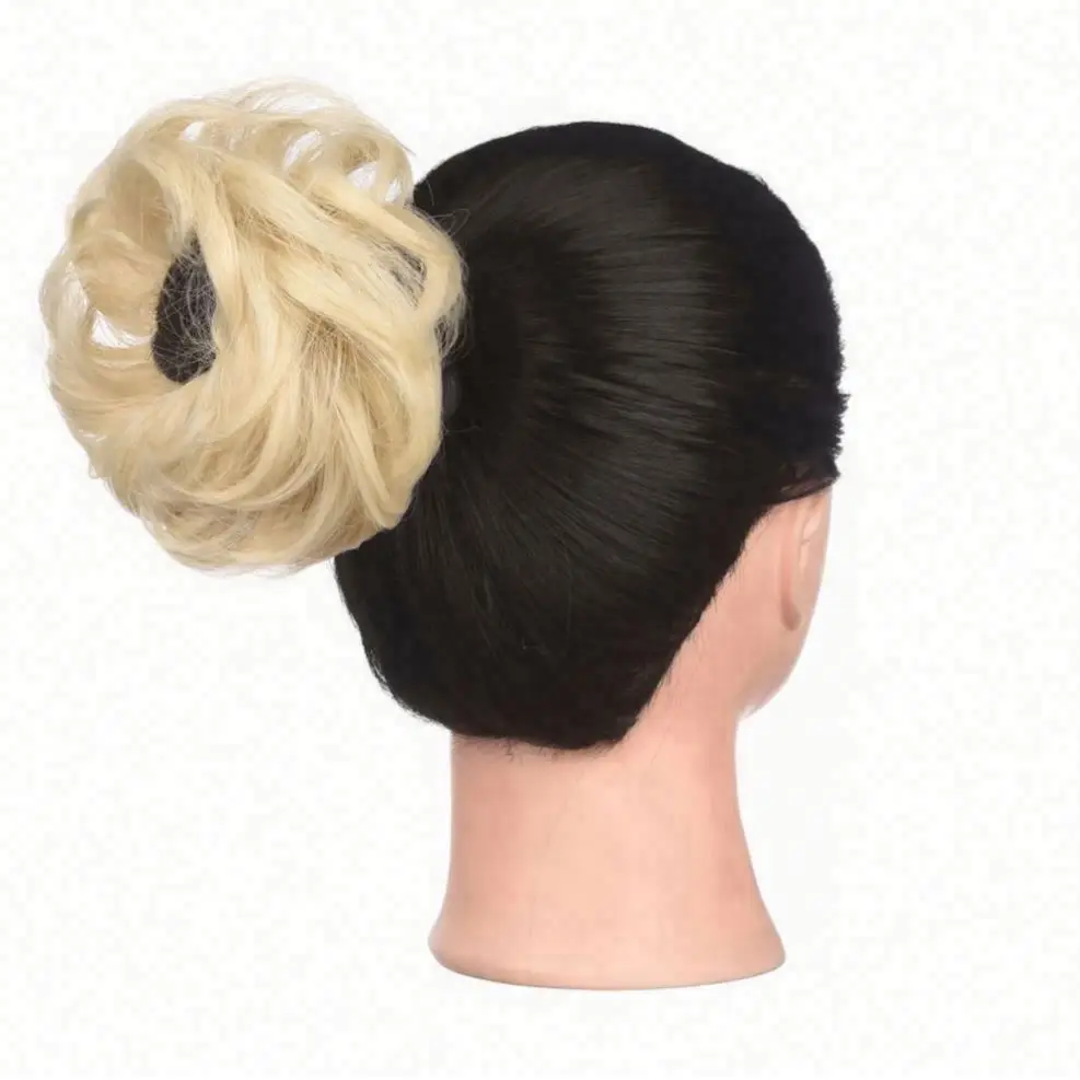 Fashion Women Wavy Curly Bun Synthetic Bud Hair Extension Chignon Hairpieces Hair Piece Updo Cover Hairpiece Extension Hair Bun