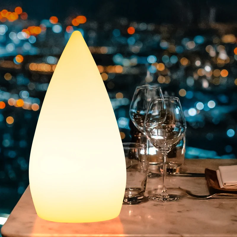 Waterdrop Shape Decorative Custom Name Waterproof PE LED Table Lamps For Home Bar