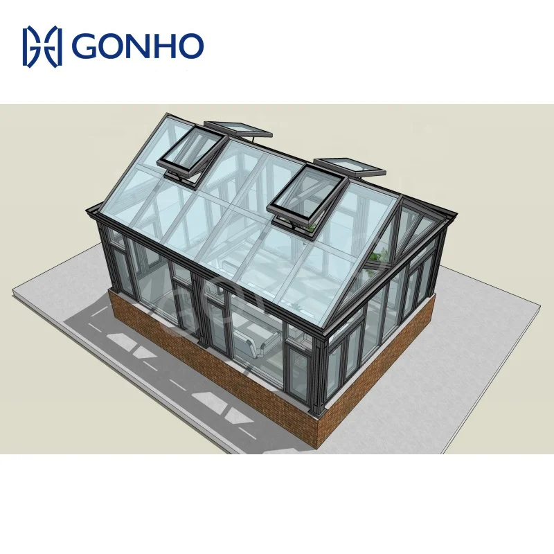 GONHO Portable Mini Greenhouse New Model Aluminum 4 Season Solarium Wedding House Sun Room Glass House Outdoor Sunrooms