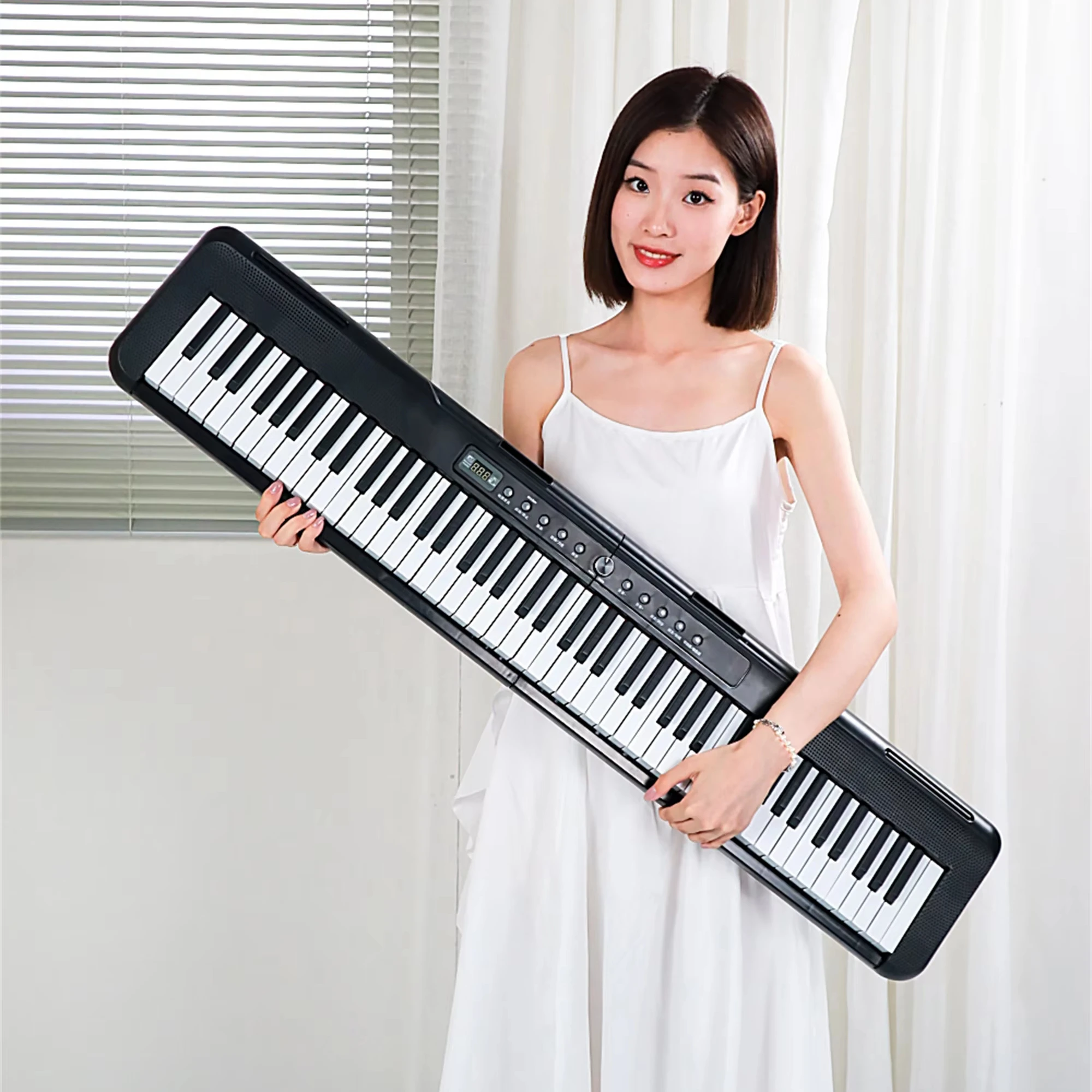88-Key Digital Toy Piano Electronic Keyboard Synthesizer Multifunctional Teclados Electronic Organ Lighting MIDI Plastic Stand