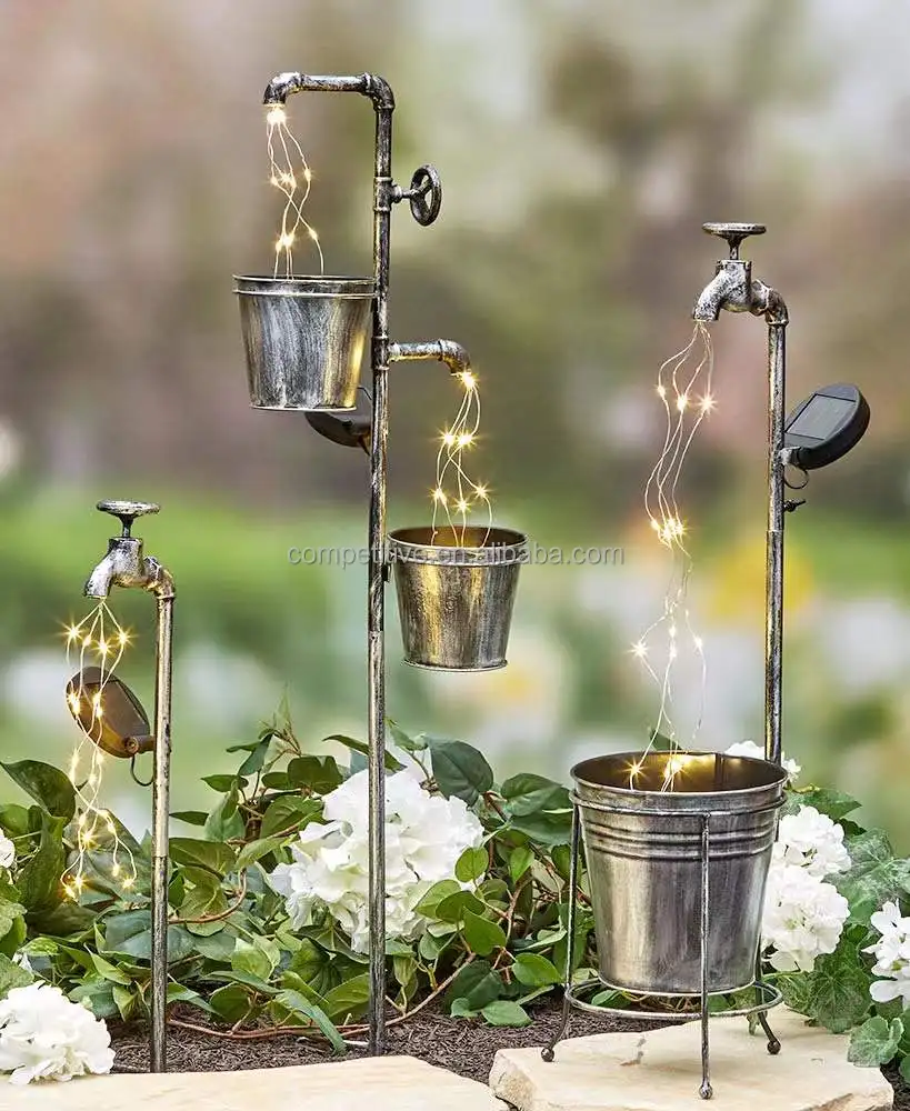 Solar Led Street Light Waterproof Metal watering can for Garden Decoration solar Light Jug Luminous Body