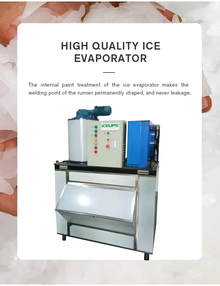 Flake Ice Maker Machine Hot Sale 2.5 Ton Commercial Flake Ice Machine The Evaporation Drum Is Made Of Stainless Steel