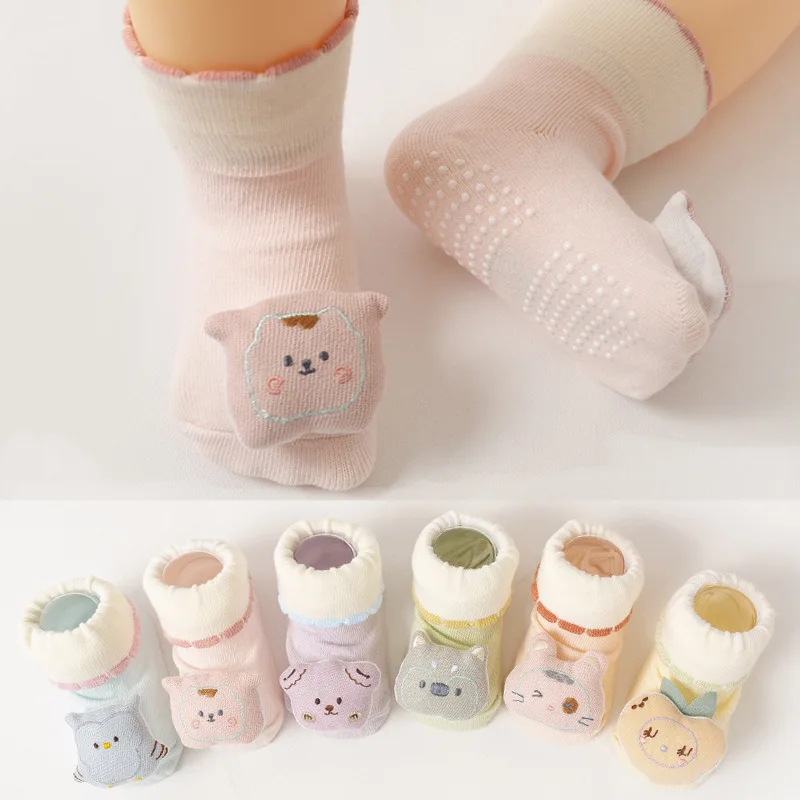 Lovely Animal Cartoon Doll Baby Socks Cotton Knitted Anti-Slip Indoor Floor Baby Shoe Socks With Rubber Sole