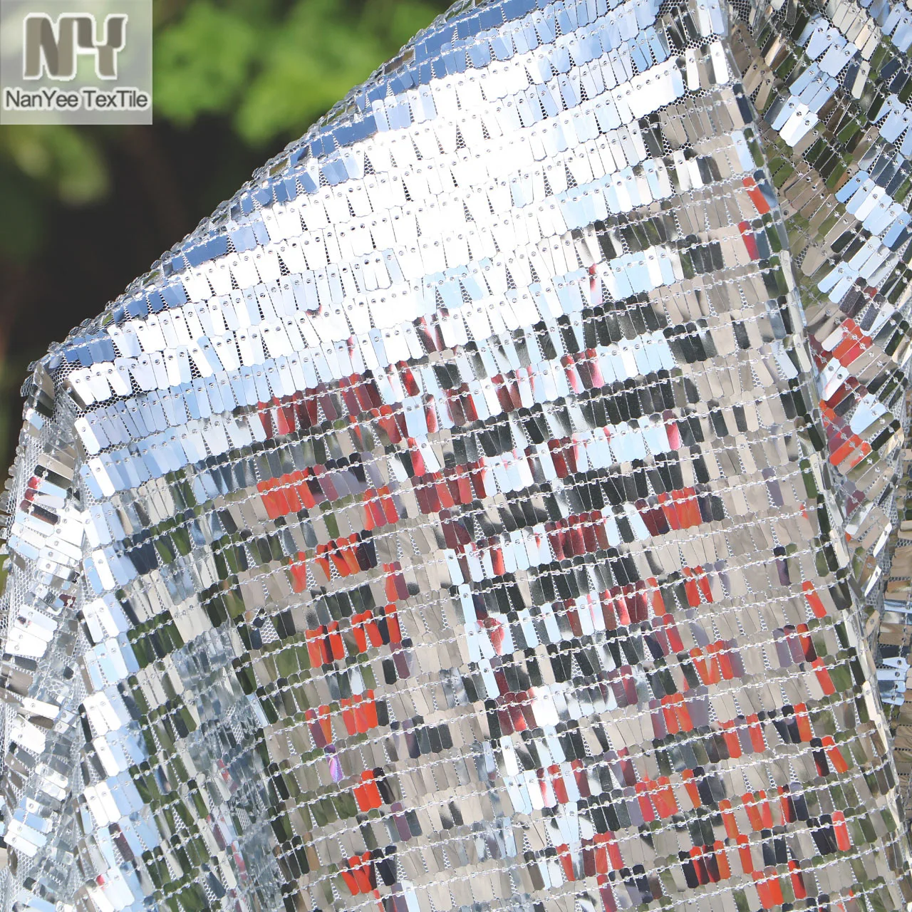 Nanyee Textile Good Price High Density Piano Rectangle Silver Sequin Fabric