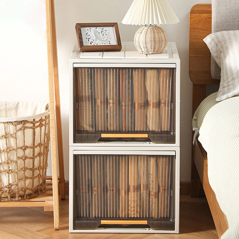2024 Thickening Clothes Storage Boxes Bins Household Wardrobe Folding Foldable Brown Clear Storage Drawer Container Organizer