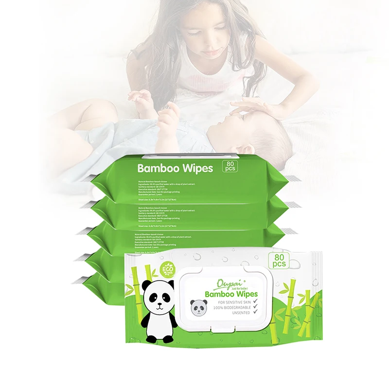 Cheap Oem degradable organic bamboo fabric sensitive wipes  for baby