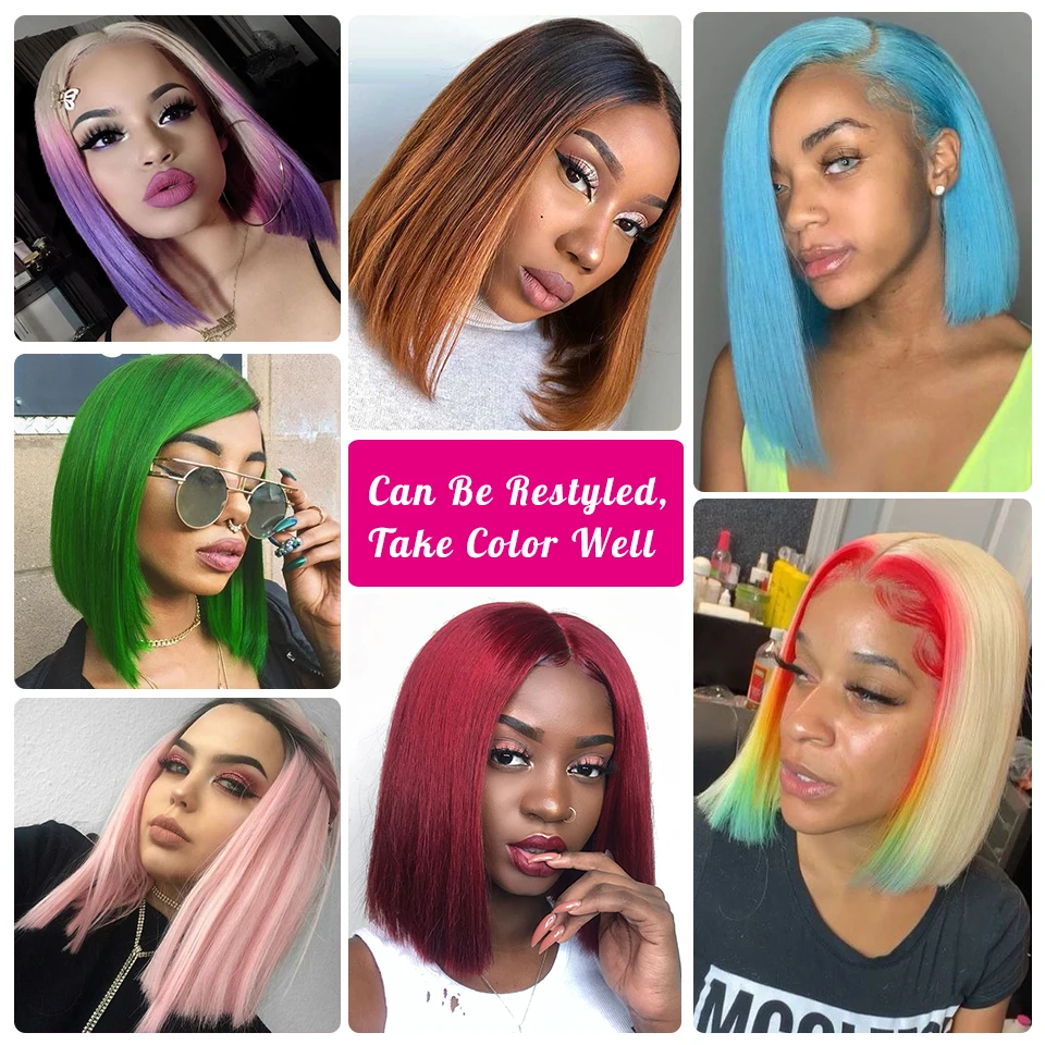 Addictive highlight 1b honey brown color straight bob human hair lace front wigs hd brazilian full lace human hair wigs