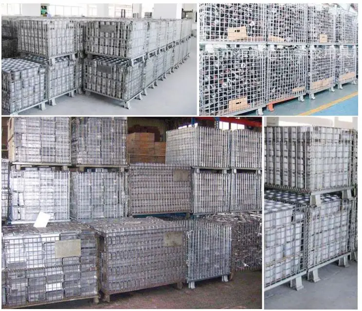 Cheap Custom Mobile Steel Box Crate Stacking Tyre Round Rigid Wire Metal Tire Storage Cage With Casters