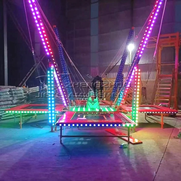 Amusement outdoor 4 in 1Jumping bungee Trampoline with lights for children