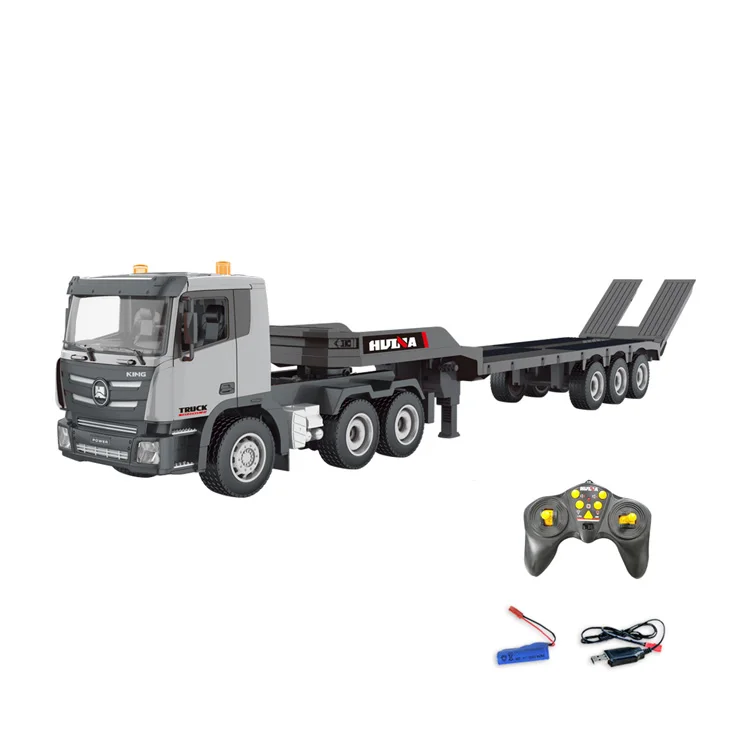 LEHOO Huina 1318 1/18 9CH Alloy Engineering Platform RC Trailer Truck Flatbed 2.4ghz Remote Control Truck
