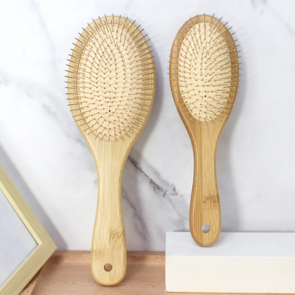 Wholesale Massage Natural Bamboo Bristle Wooden Air Cushion Paddle Brush Bamboo Hair Comb