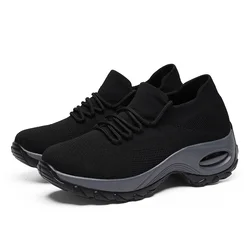 Custom wholesale air cushion fly knit sport shoes for women and ladies