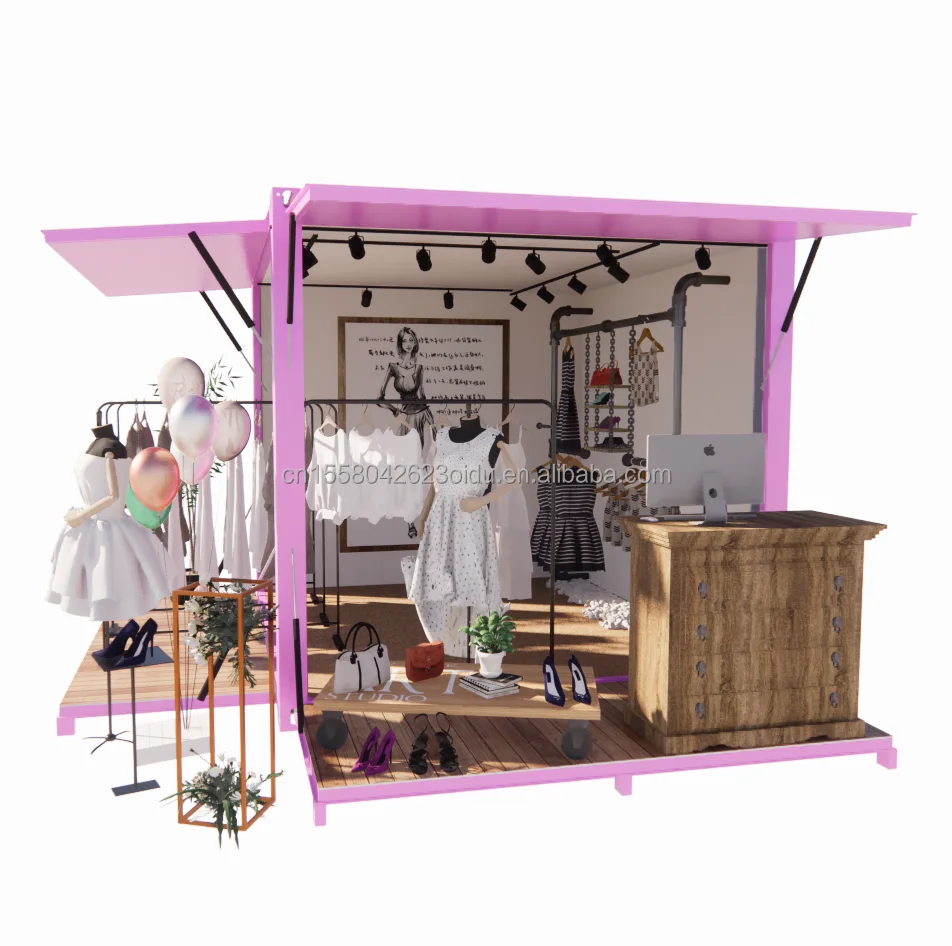 Prefabricated 10ft pop-up expansion display cabinet Container clothing store