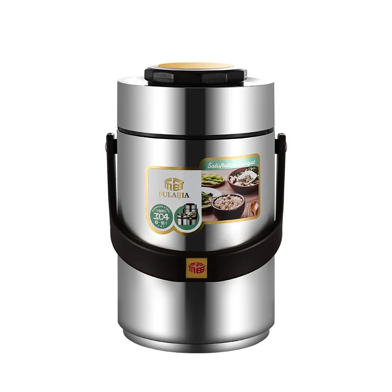 High Quality 304 Stainless Steel Insulated Pot Soup Barrel Heat Food Warm Container with Handle and Lid
